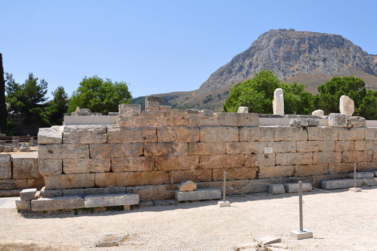 Bema platform, where apostle Paul stood in front of Gallio when he was accused by the Jews of ancient Corinth.