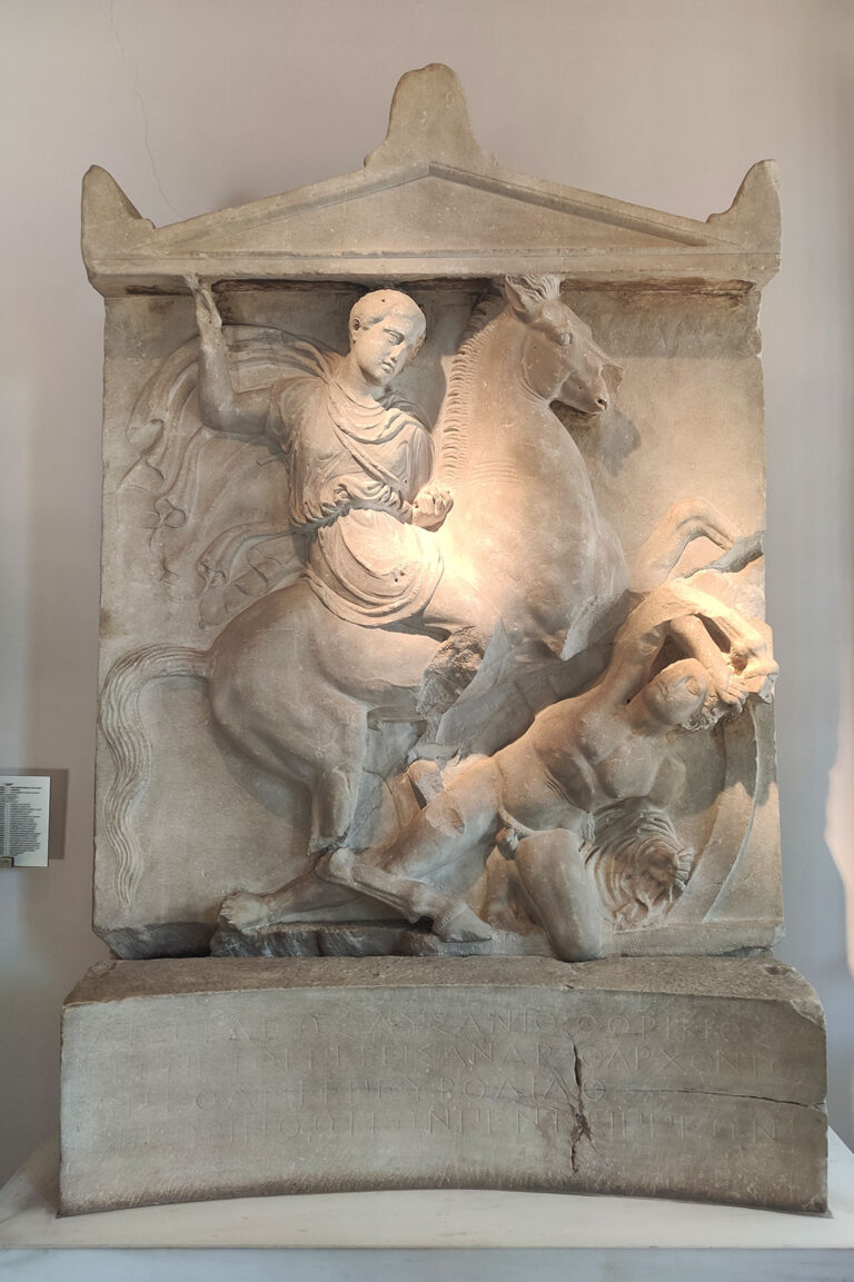 Grave Stele of Dexileos, a young warrior who died in a war between Athenians and Corinthians in 394 BC. Kerameikos museum.