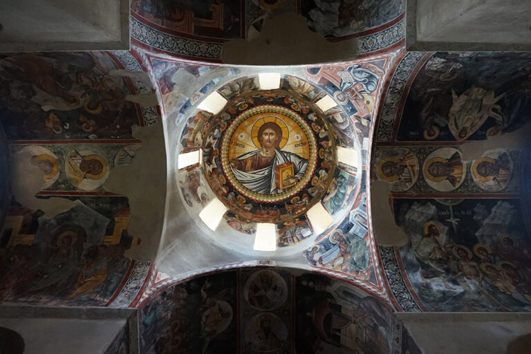 Dome of the church at the Kaisariani monastery at Mount Hymettus, Athens