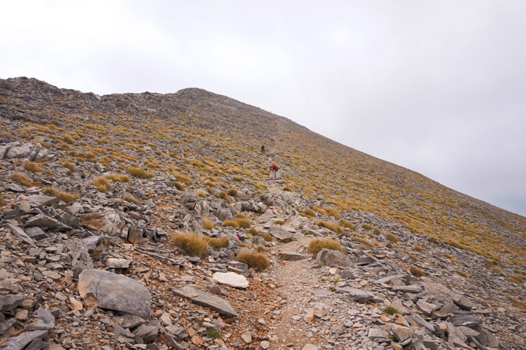 Hiking Mount Taygetus. Steep slope