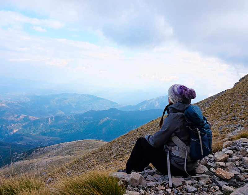 Woman hiker on Mount Taygetus